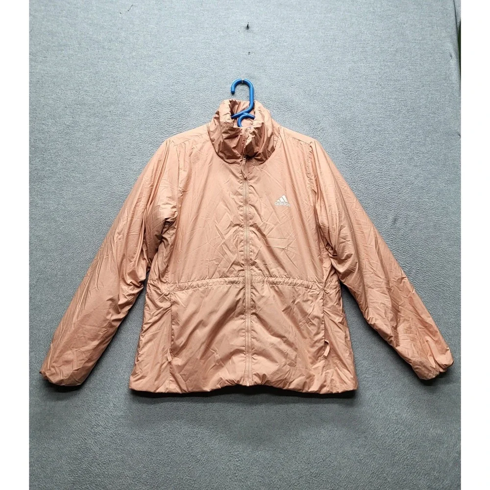 Adidas Women Jacket M Peach Windbreaker Primegreen Insulated Basic 3‎ Stripe